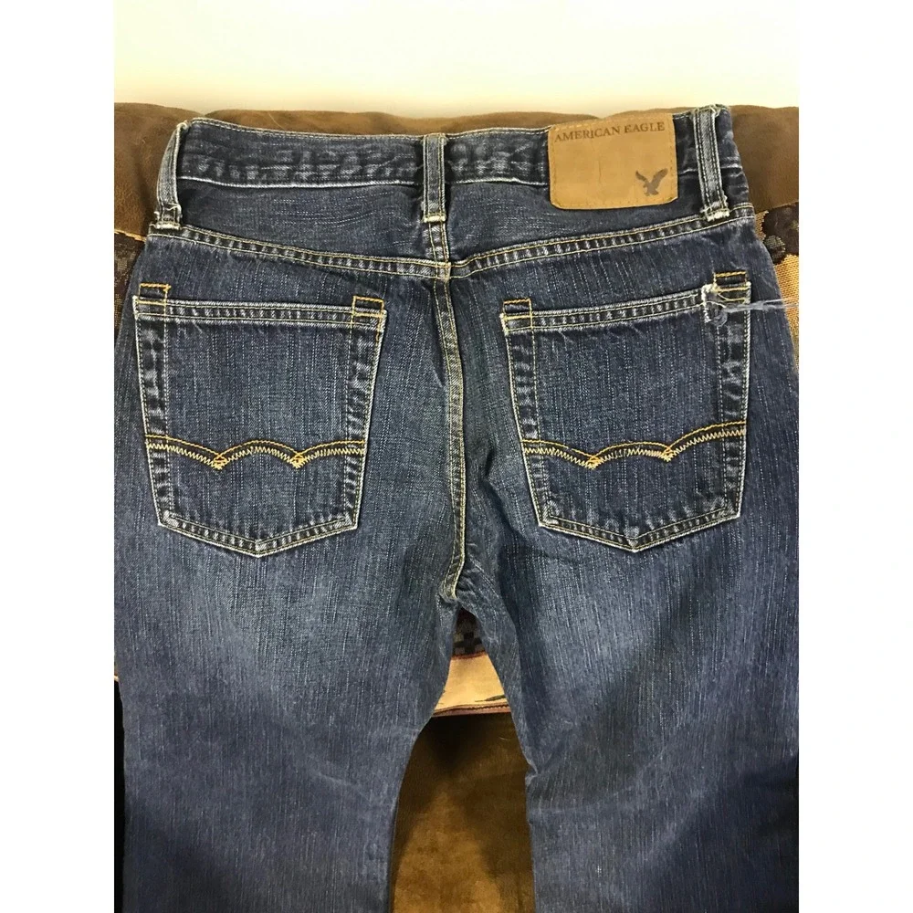 American Eagle Boys Bootcut Jeans Dark Wash‎ Blue Denim 26x28 100% Cotton